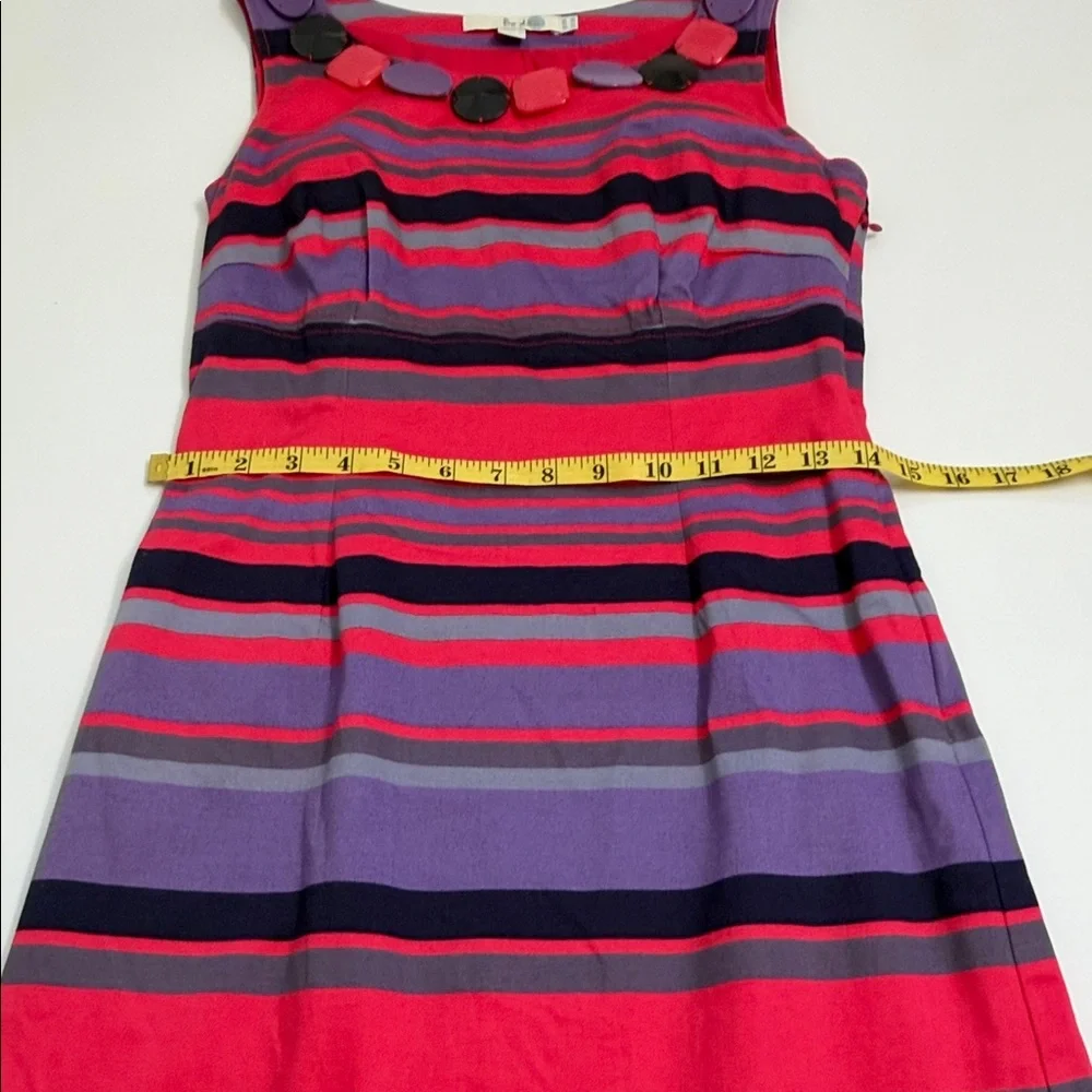 Boden Stripped Dress US 4 Pink Purple Statement Neckline Preppy Chic - Picture 8 of 9